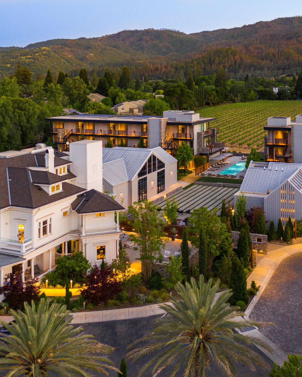 Napa Valley Exterior at dusk.