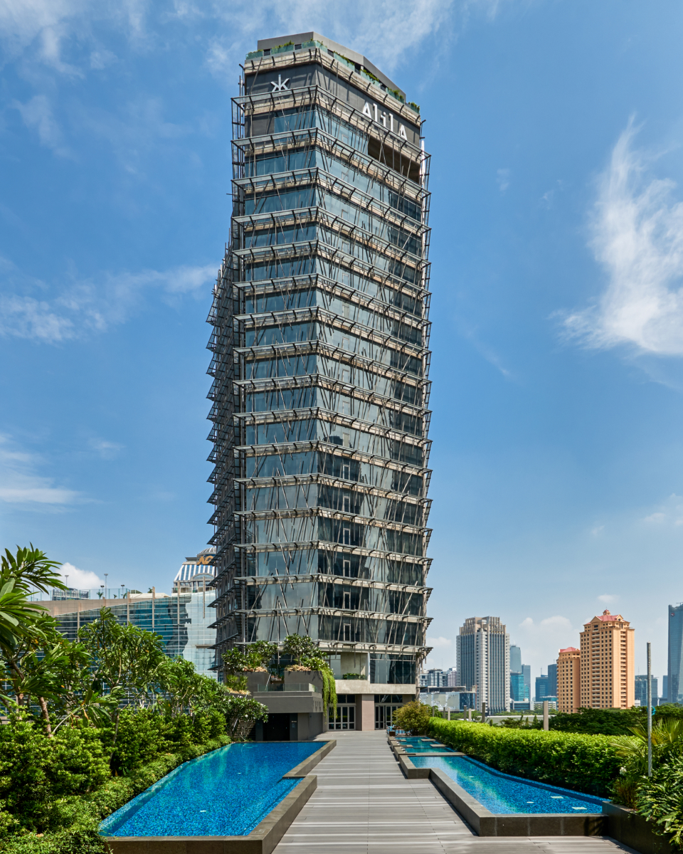 Alila SCBD exterior shot against the skyline