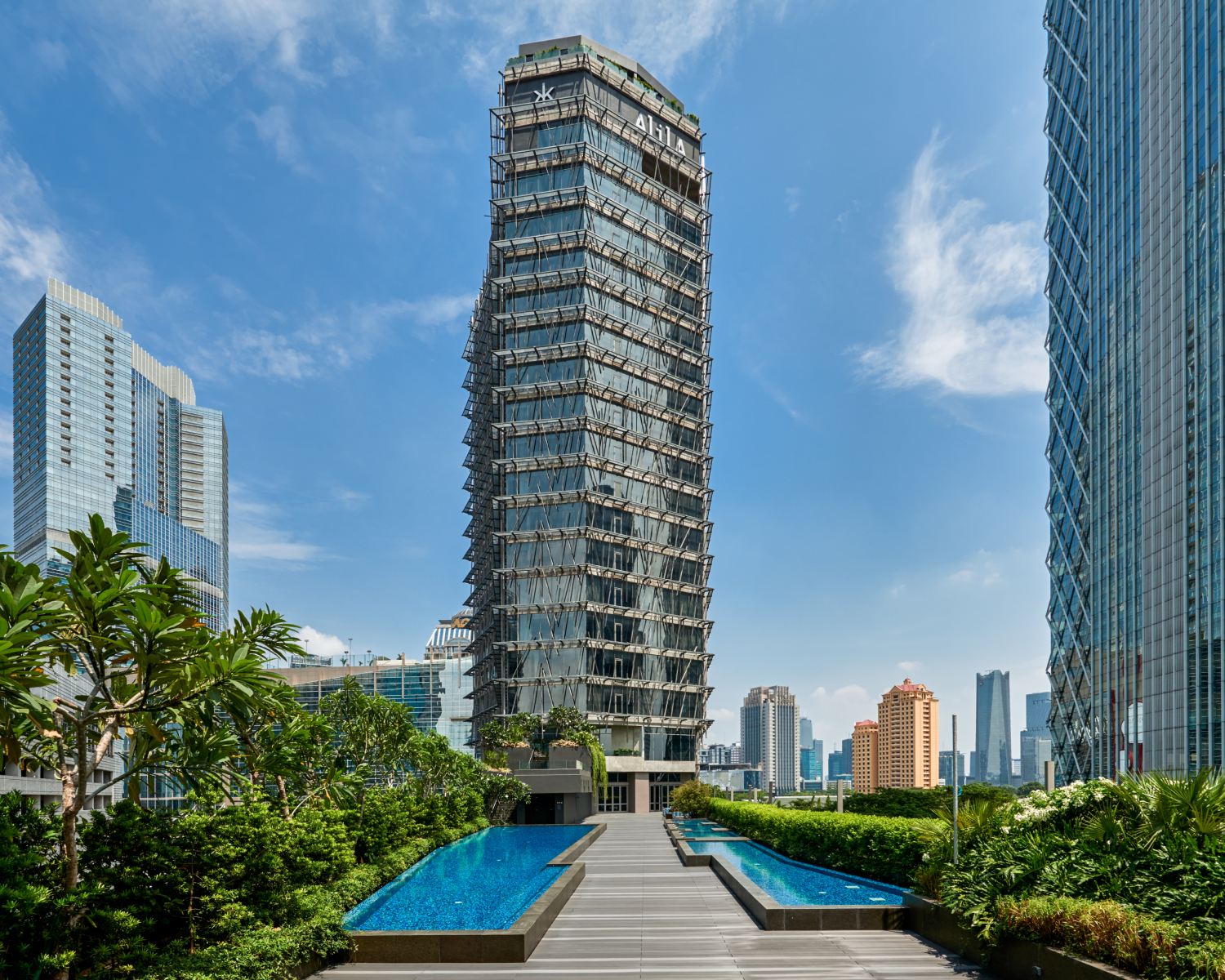 Alila SCBD exterior shot against the skyline