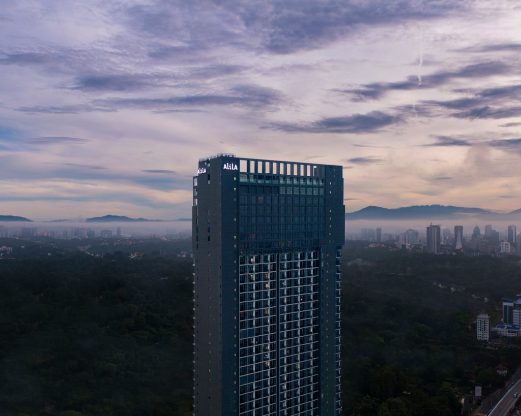Alila Bangsar hotel tower at dusk
