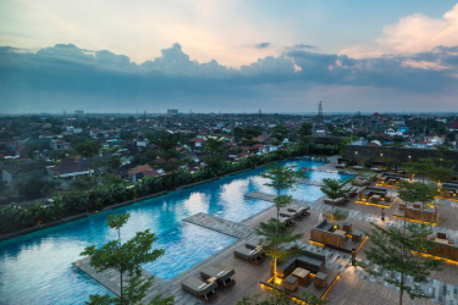 pool with city views