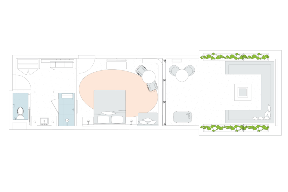 floor plan of the fire pit room