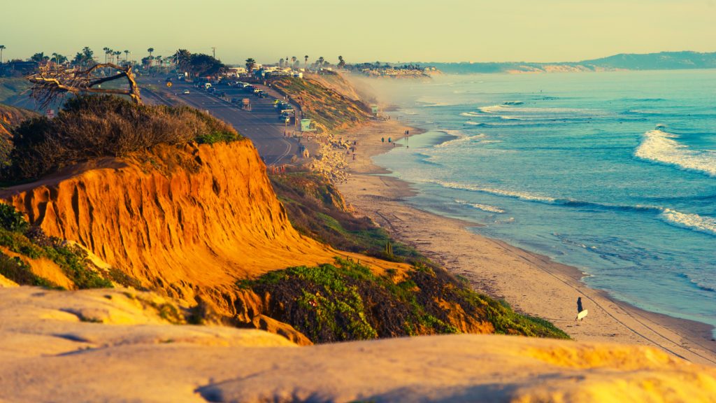 view of cliffs looking down on ocean