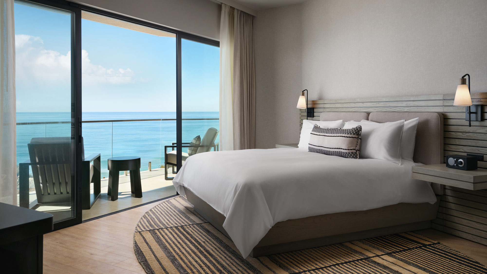 room with king bed and ocean views
