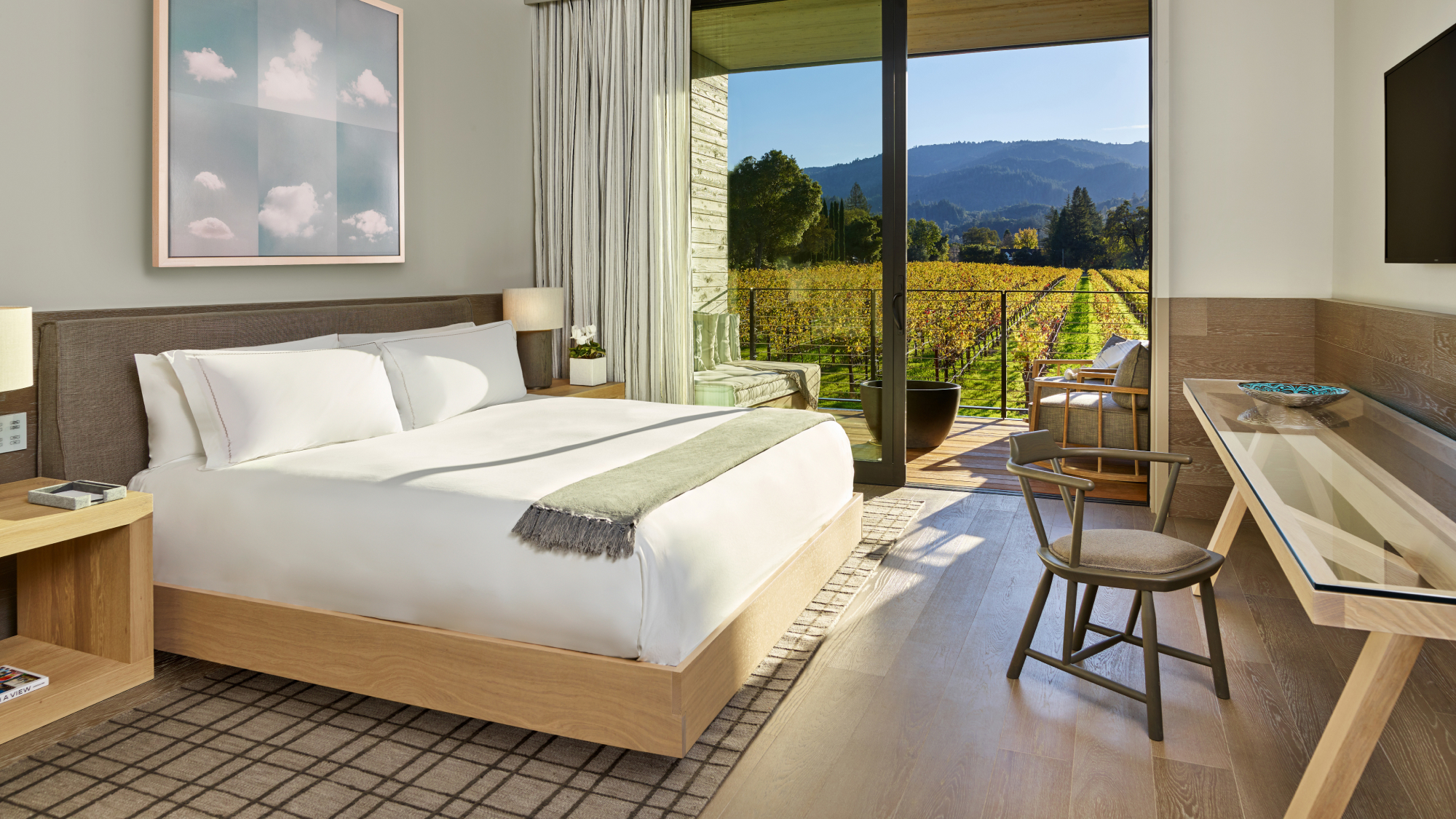 bedroom with vineyard views