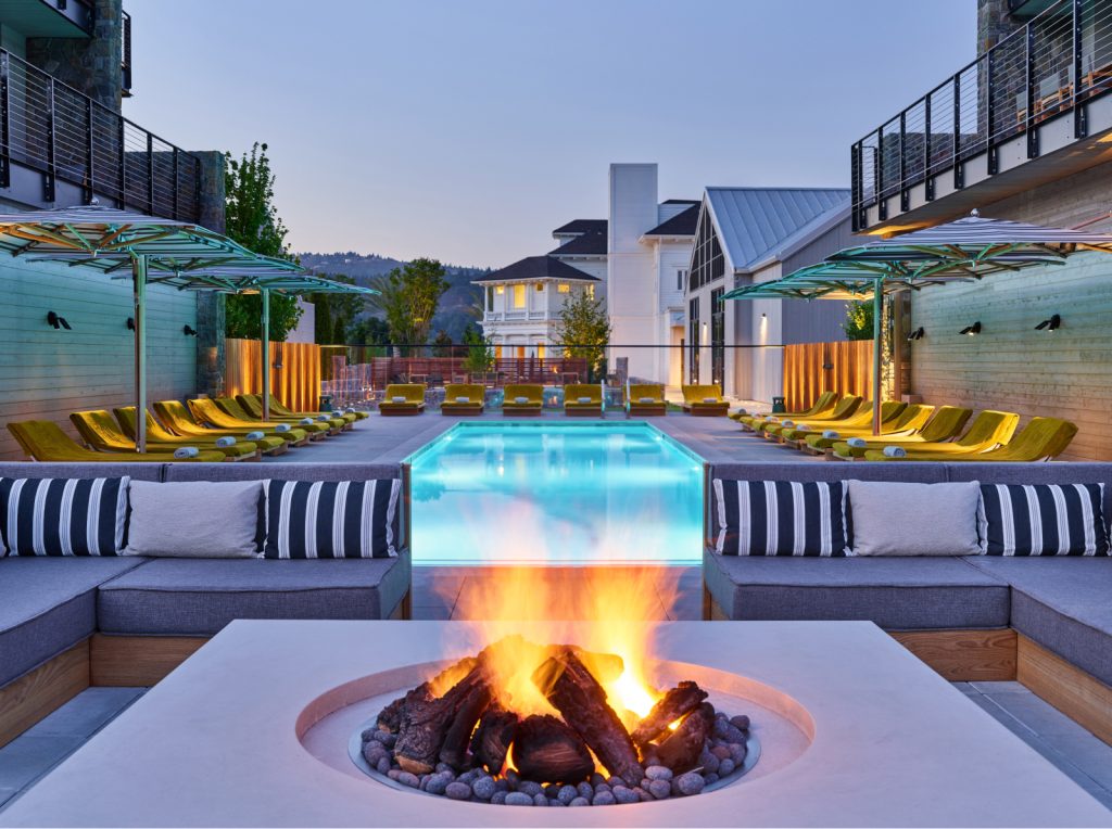 outdoor living space with fire pit