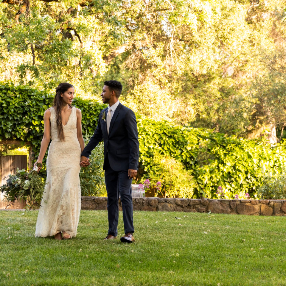 bride and groom on wedding day