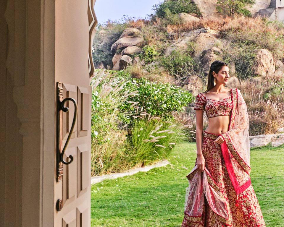 indian bride with red traditional gown