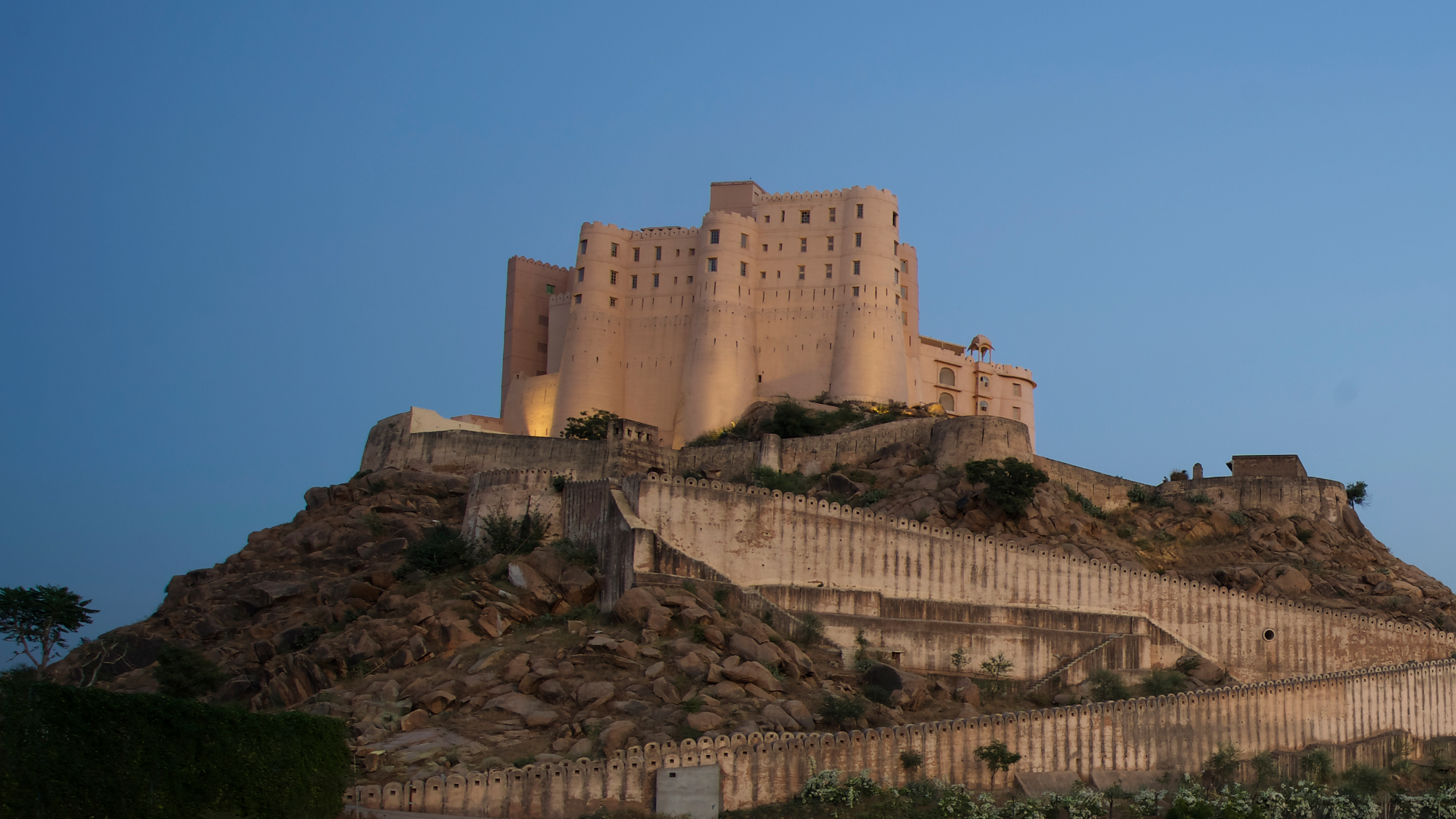 views of fort bishangarh on top of the hill