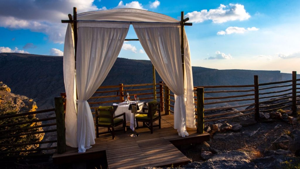 dining table at cliff edge