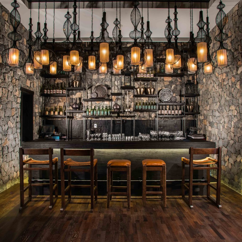 bar setting with stools