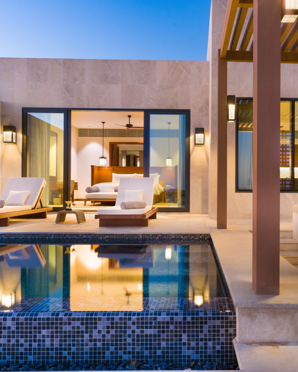 View of private pool and bedroom at the deluxe pool villa