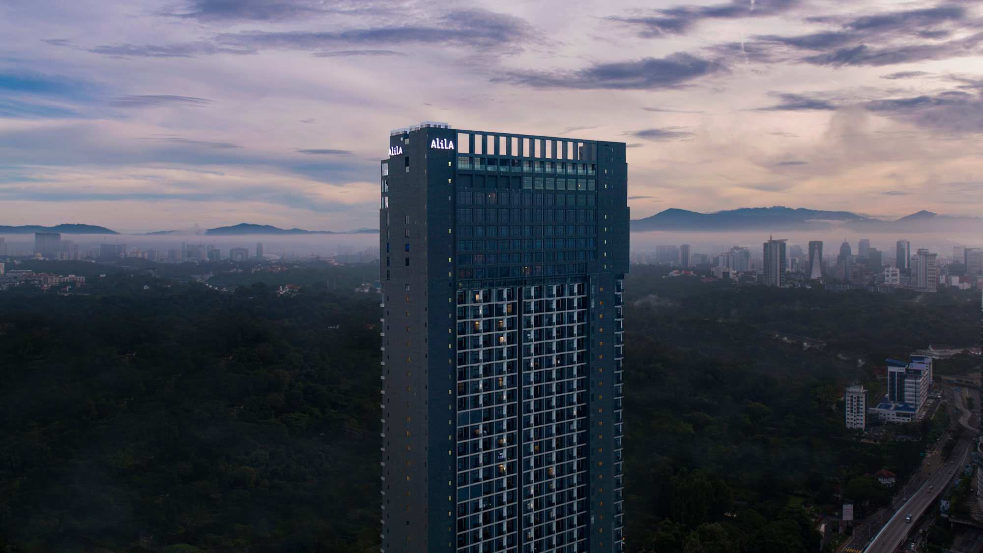 exteriors of alila bangsar at sunset