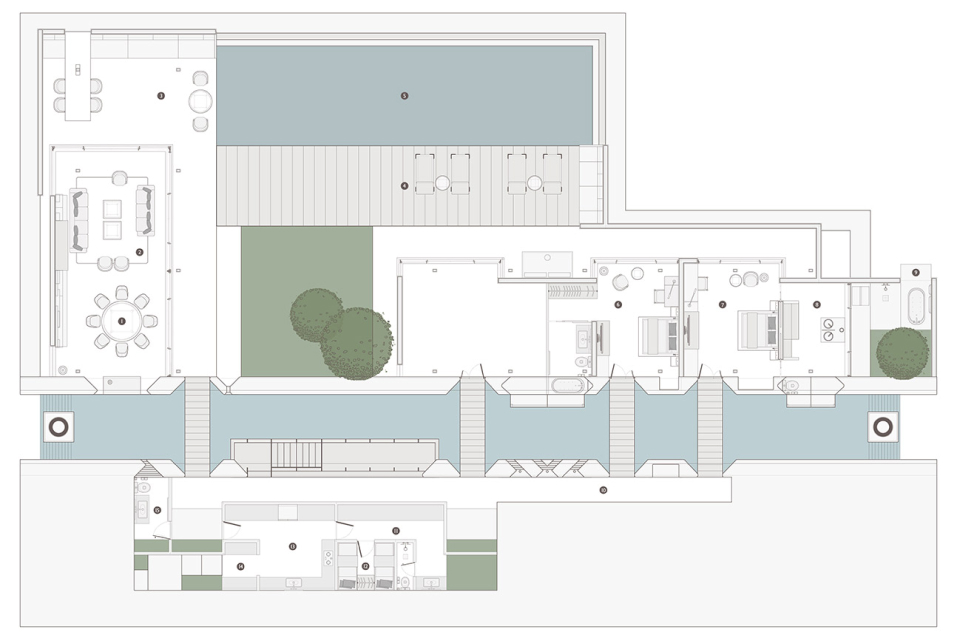 floor plan of hillside villa floorplan