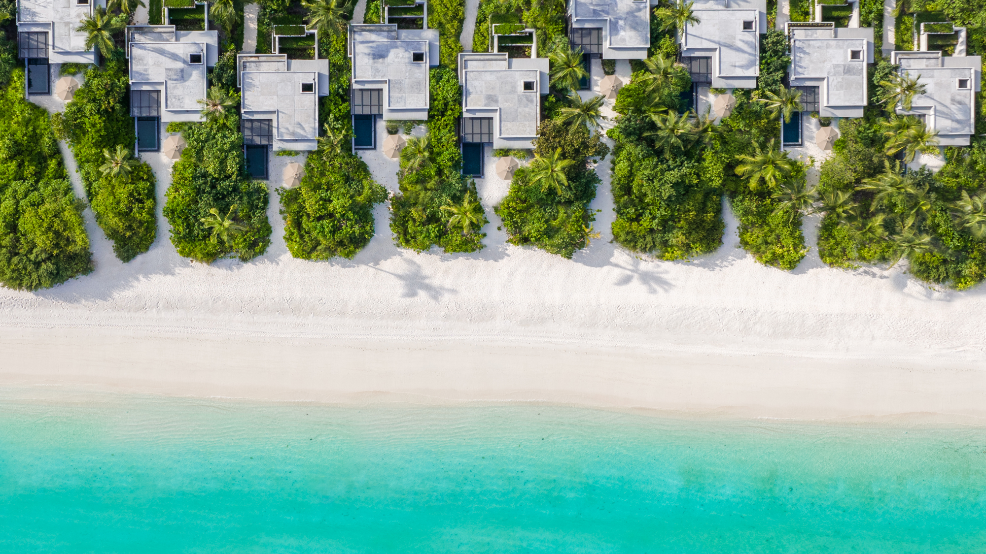 Drone view of villas by the beach