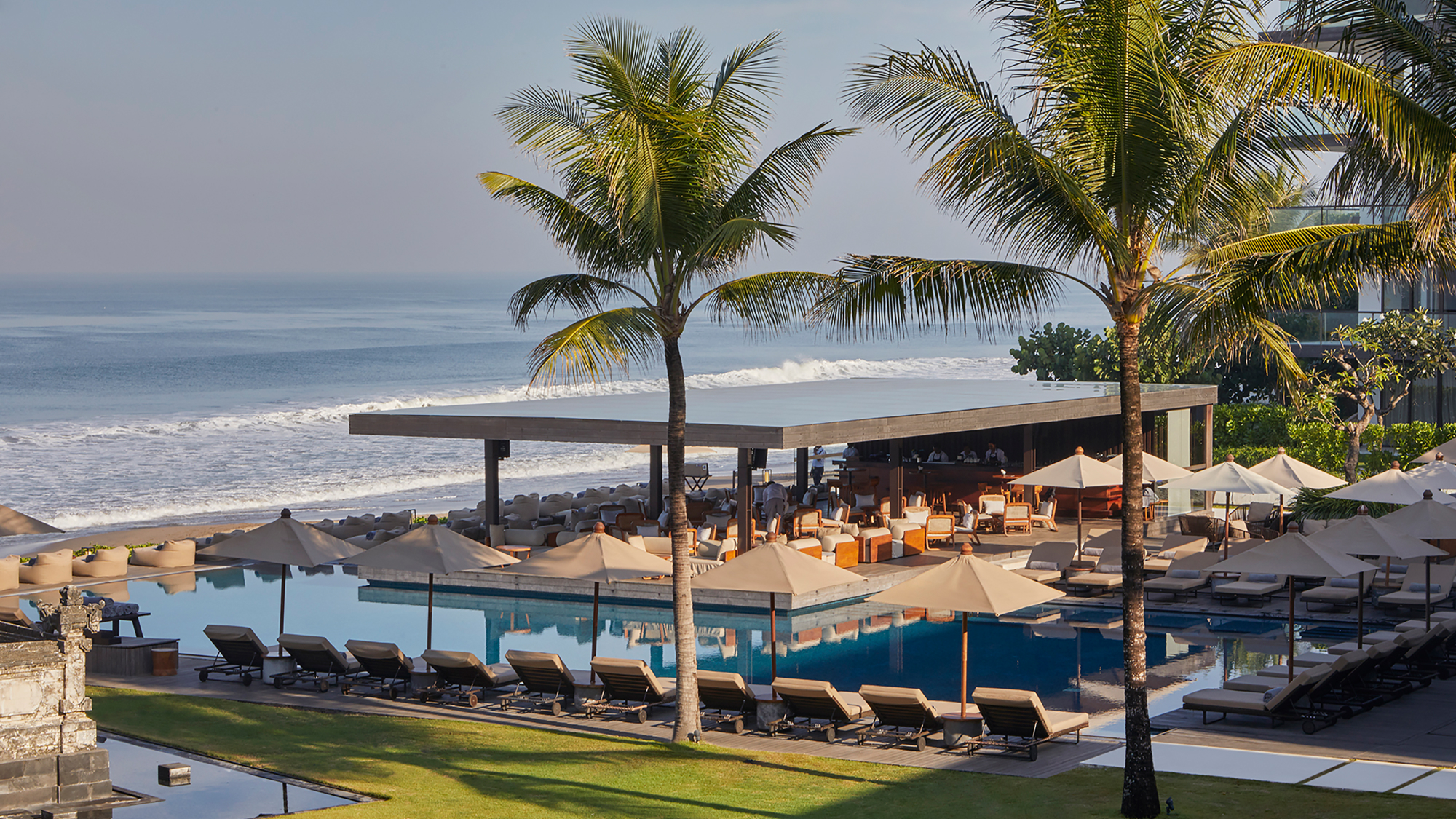 beach bar with ocean views and pool