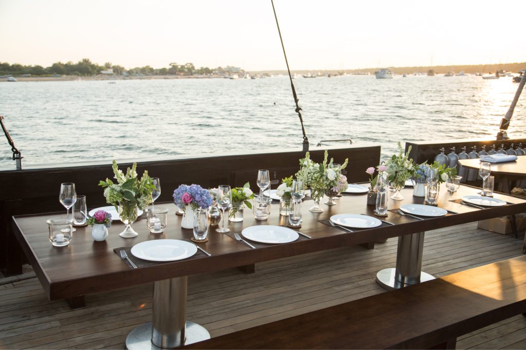 Table set on the deck of a boat
