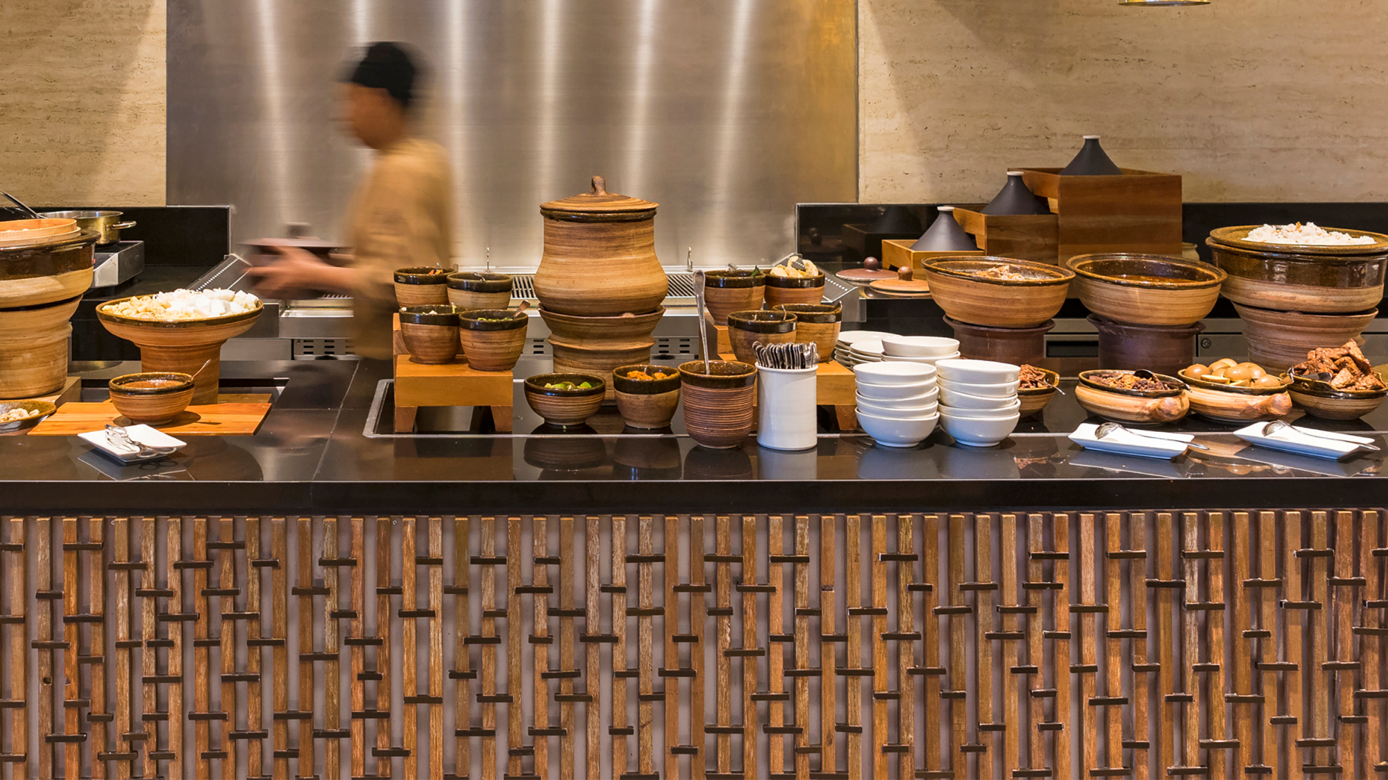 bar countertop of various javanese dishes